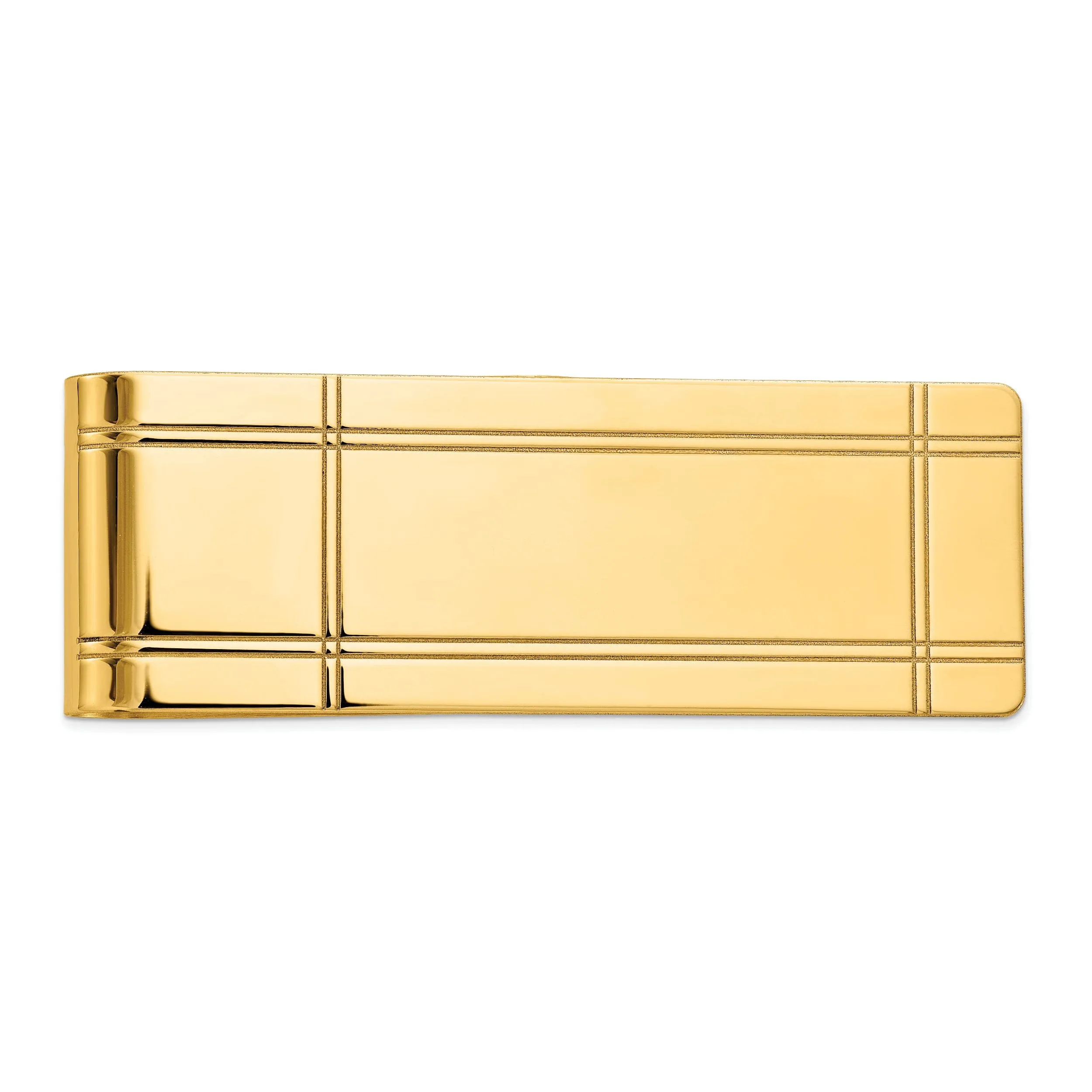 14k Yellow Gold Solid Line Design Money Clip