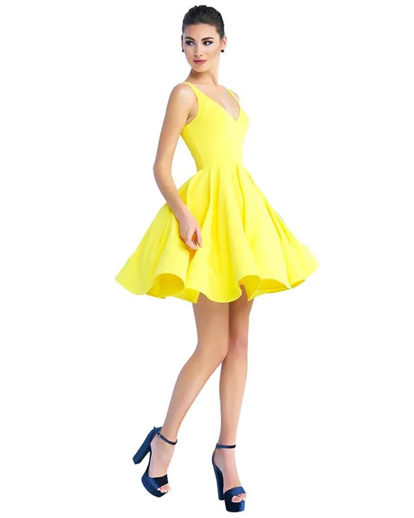 2019 Red Satin Homecoming Dresses V-Neck Sexy Short Cocktail Dress