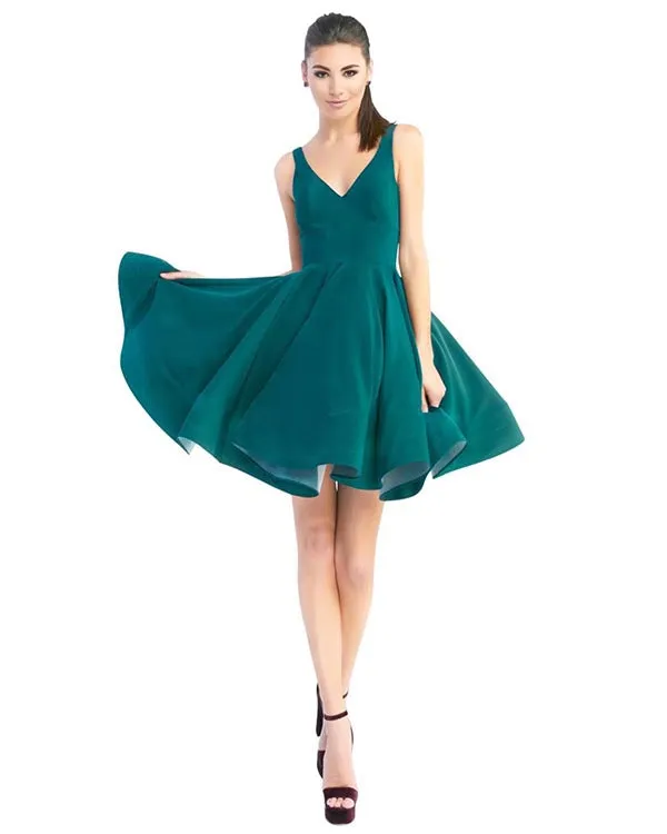 2019 Red Satin Homecoming Dresses V-Neck Sexy Short Cocktail Dress