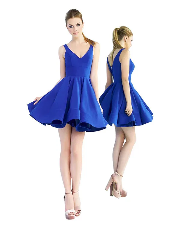 2019 Red Satin Homecoming Dresses V-Neck Sexy Short Cocktail Dress