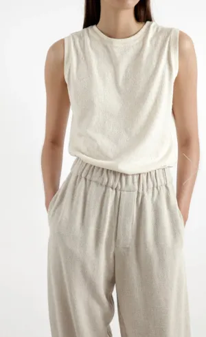 7115 by Szeki Signature Textured Linen Tank Off-white