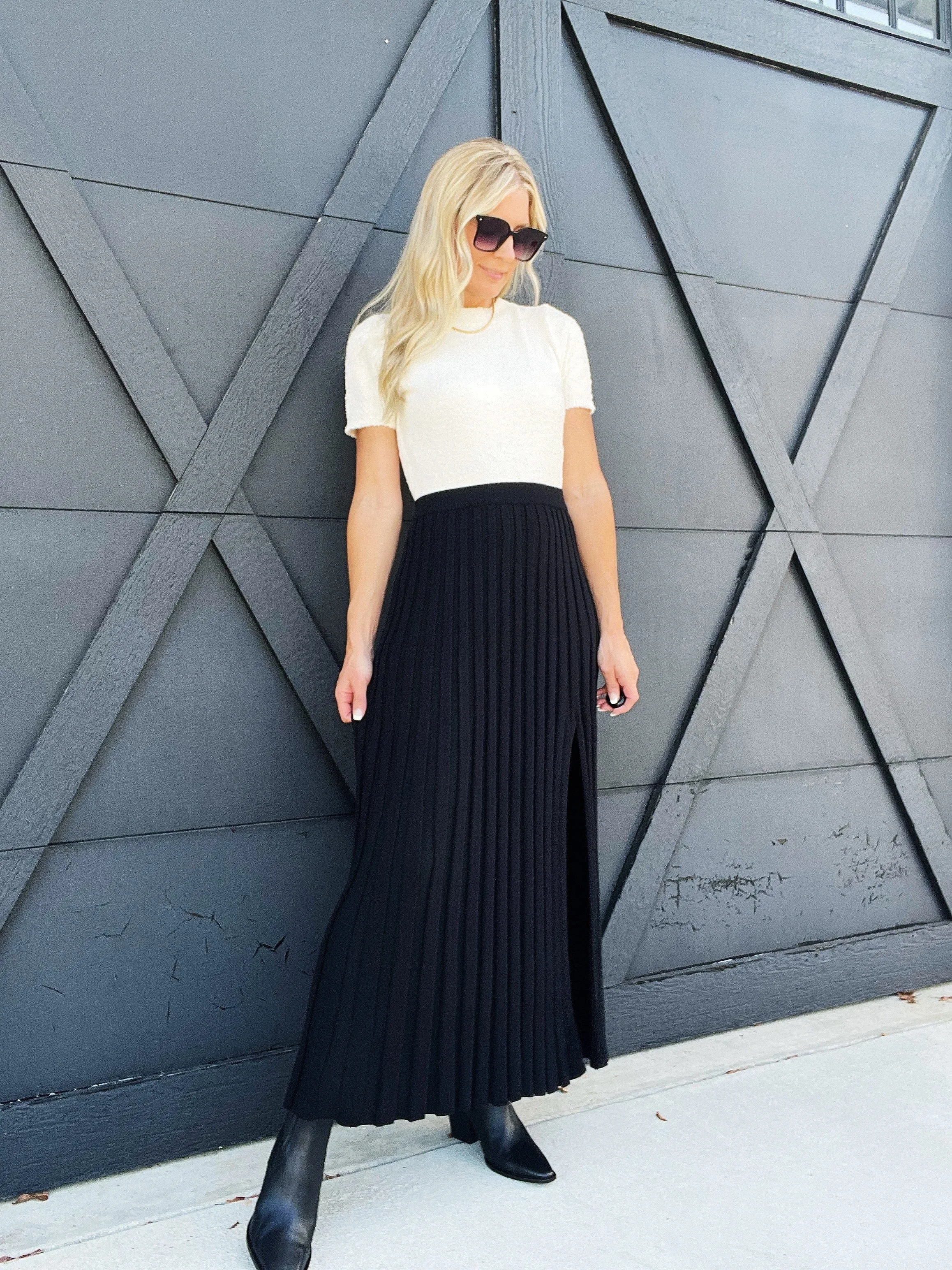 A-Line Maxi Skirt-Black
