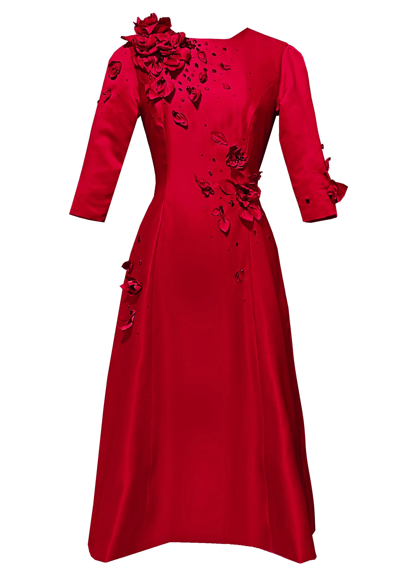 Adaline Cocktail Dress with 3D Flowers and Rhinestones