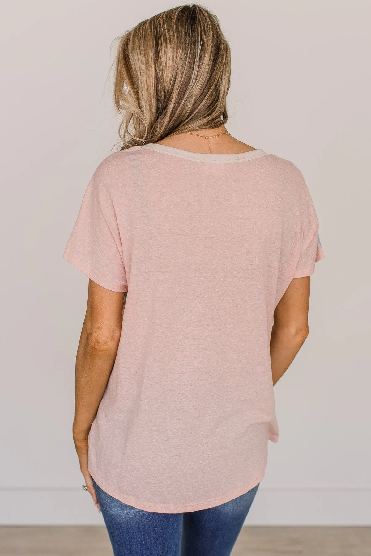 Already Yours Color Block Top- Light Coral & Blue