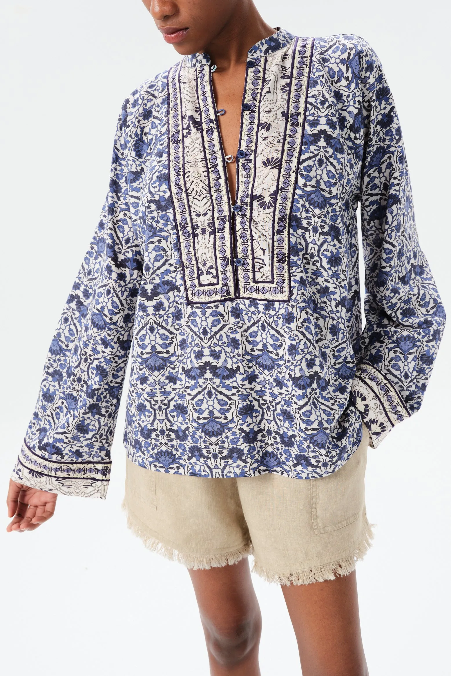 Alvear Josephine Blouse in Navy Rose