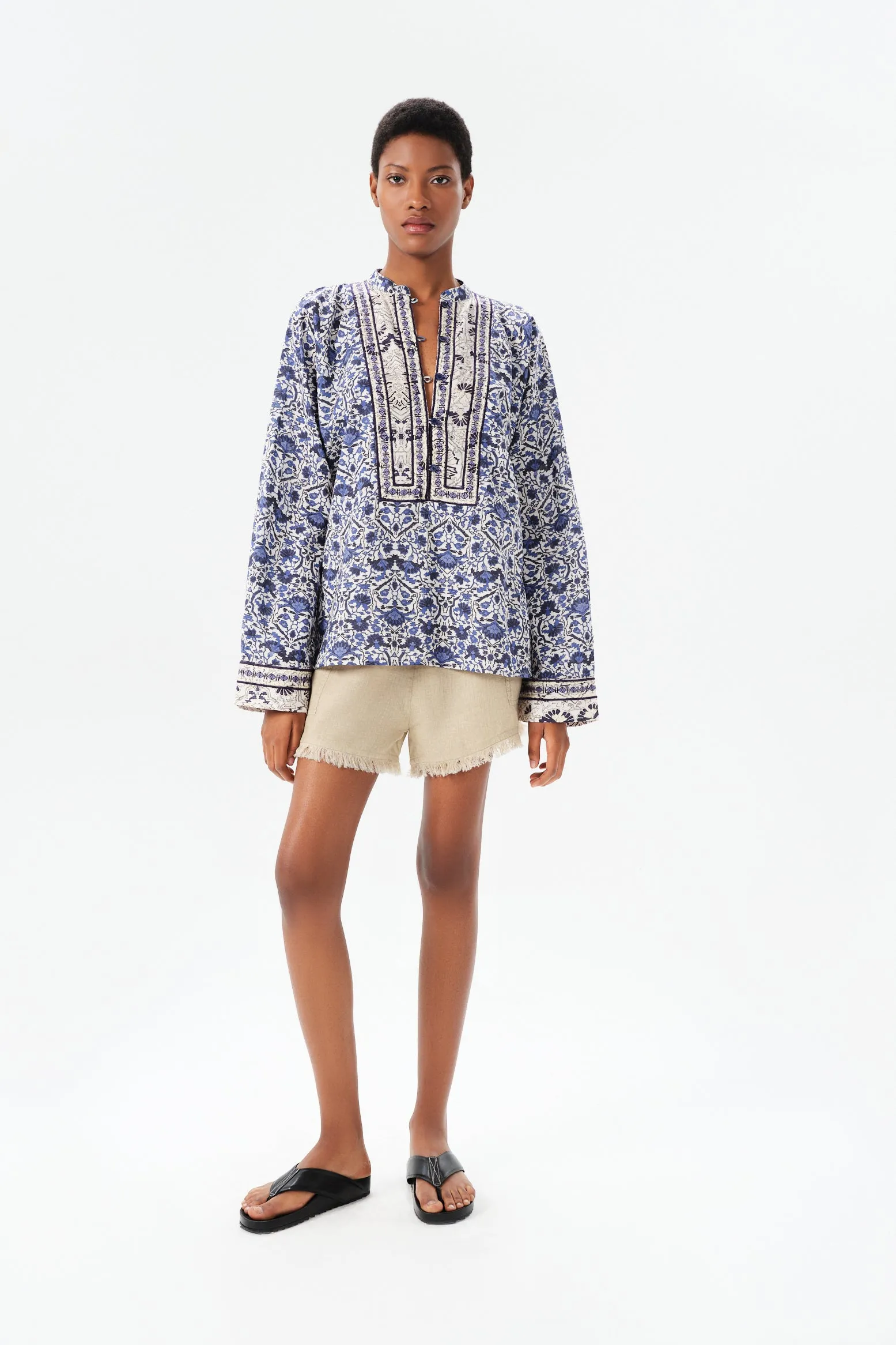 Alvear Josephine Blouse in Navy Rose
