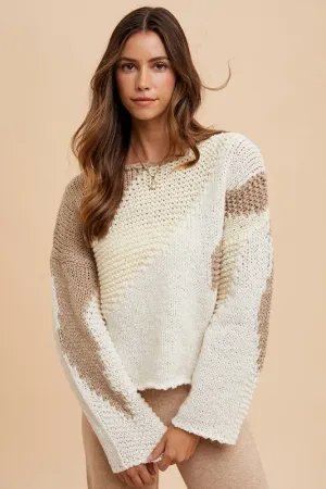 Andy Color Block Sweater - Taupe
