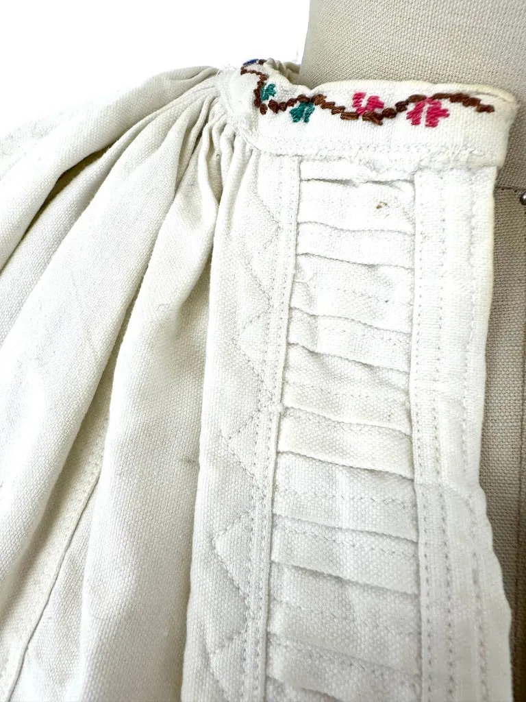 Antique Hungarian Linen Embroidered Blouse