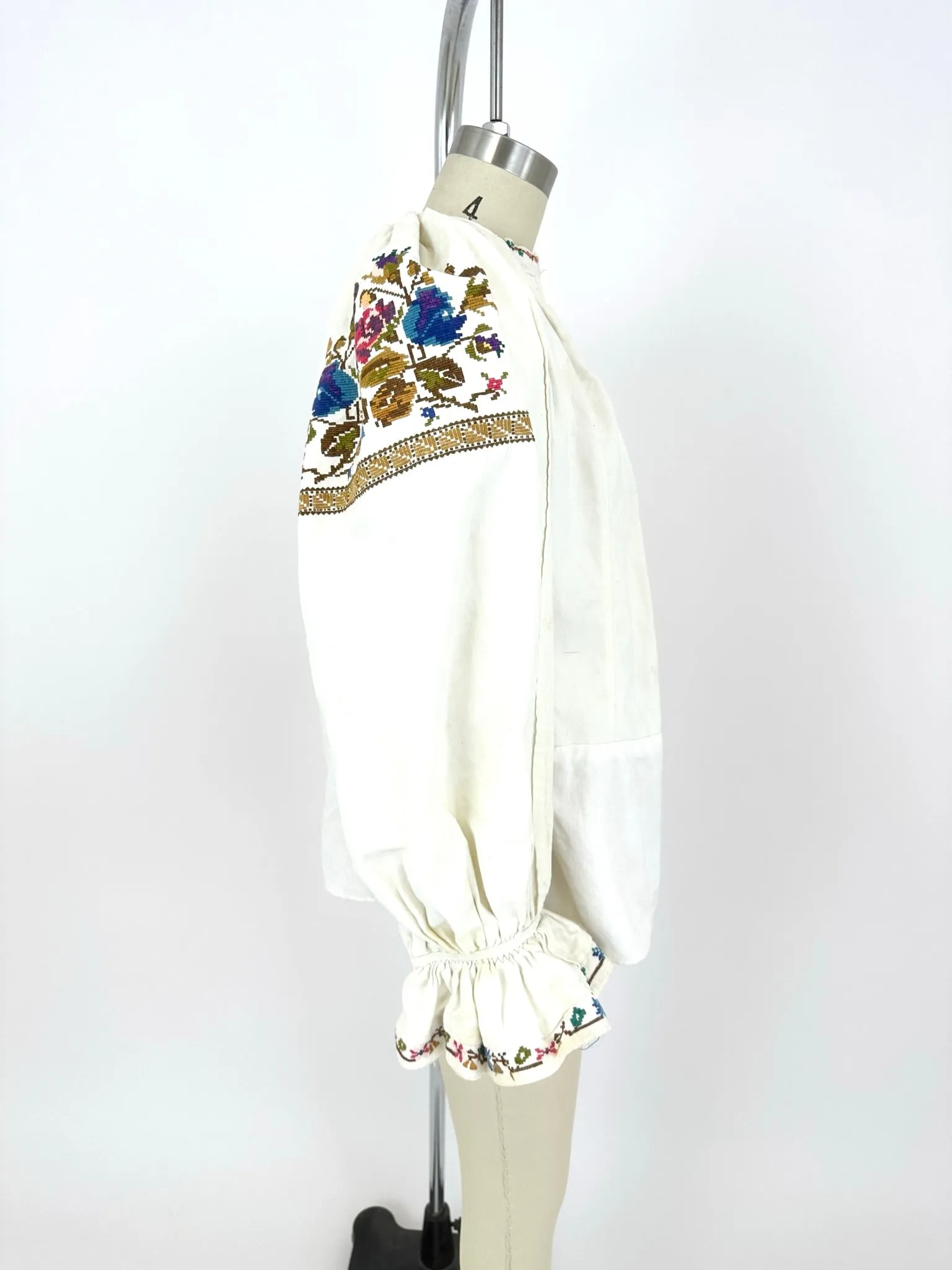 Antique Hungarian Linen Embroidered Blouse