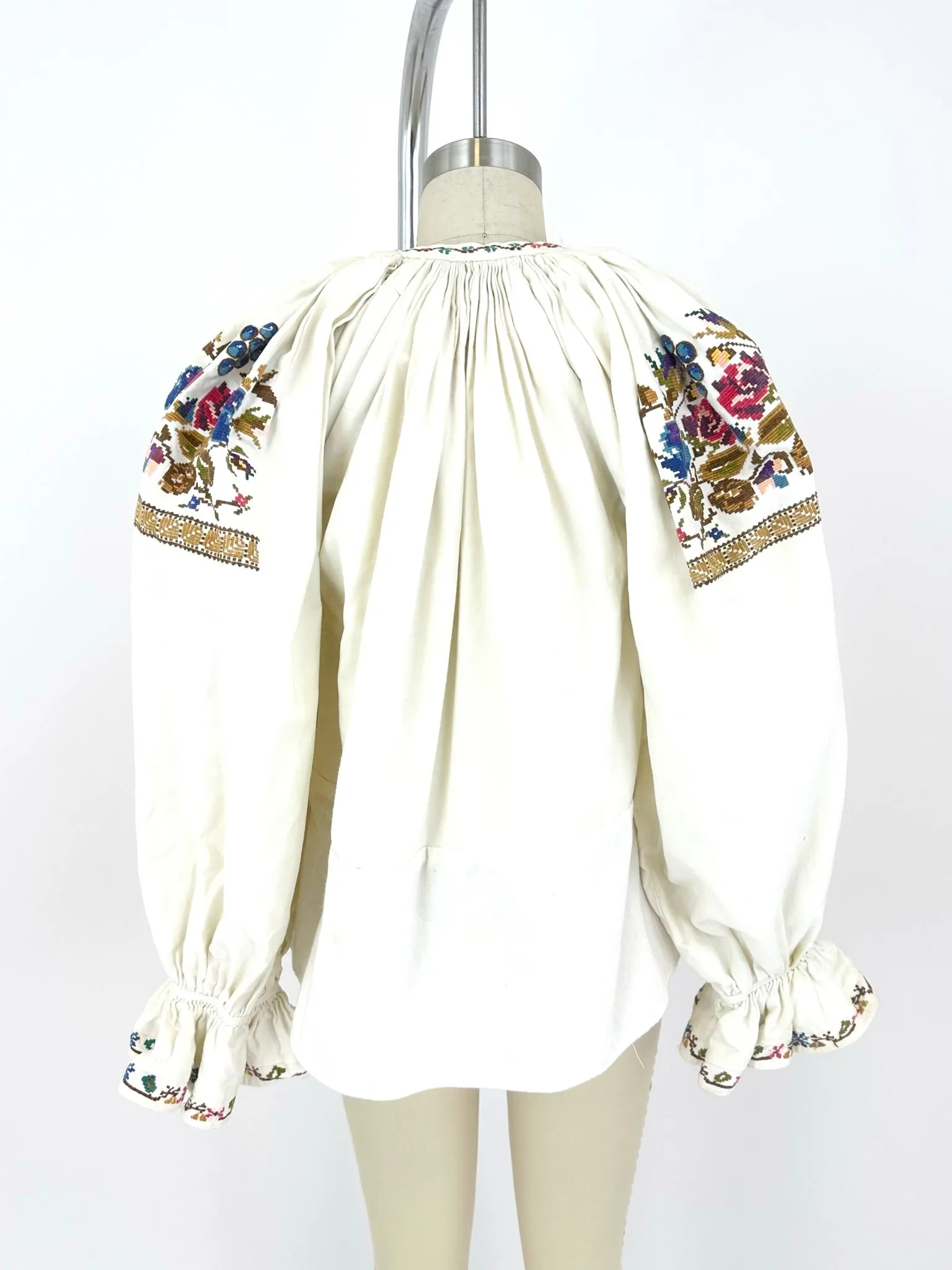 Antique Hungarian Linen Embroidered Blouse