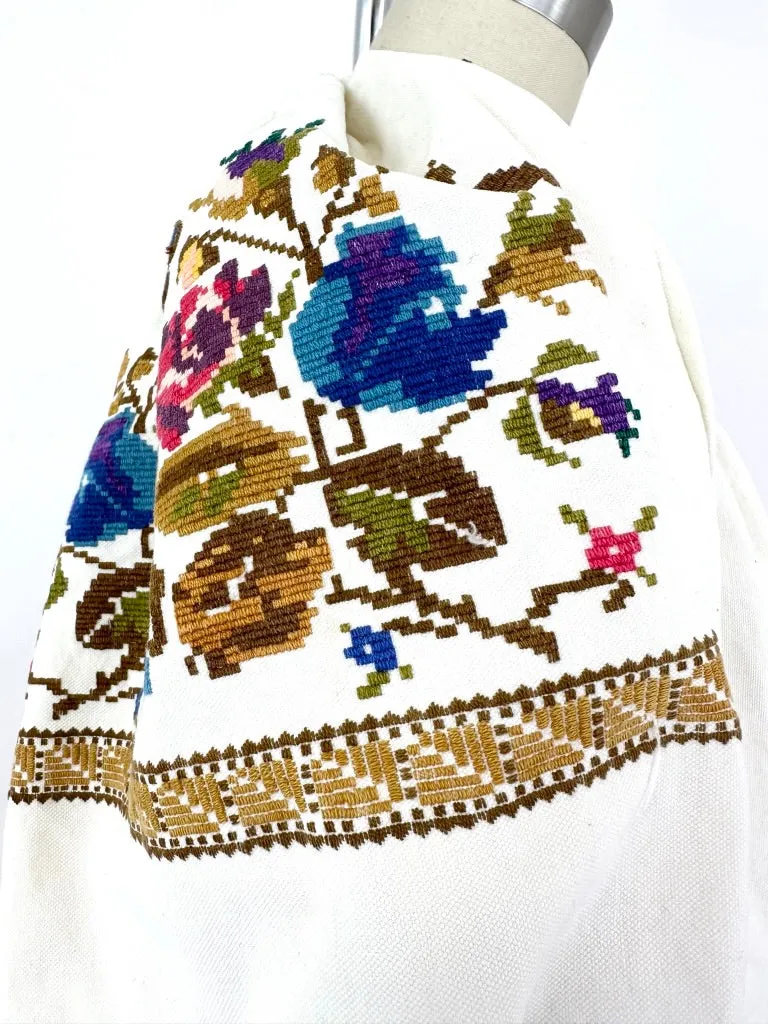 Antique Hungarian Linen Embroidered Blouse