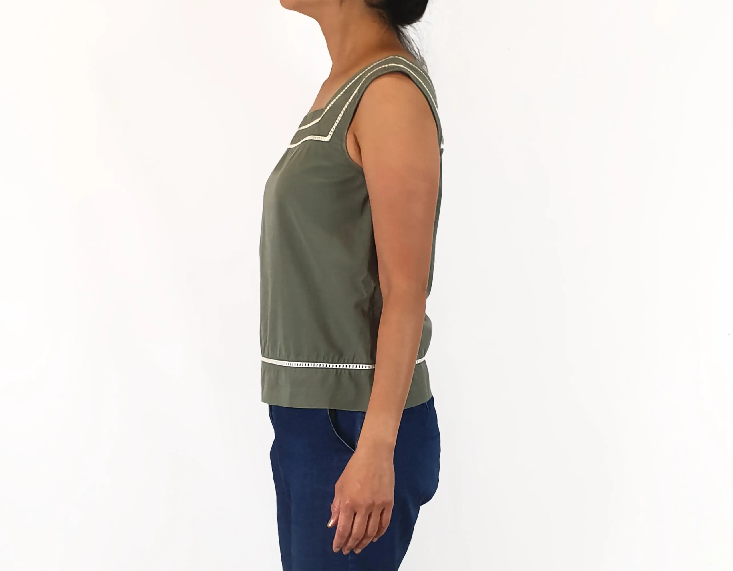 A.P.C green cotton top size 38/AU 10