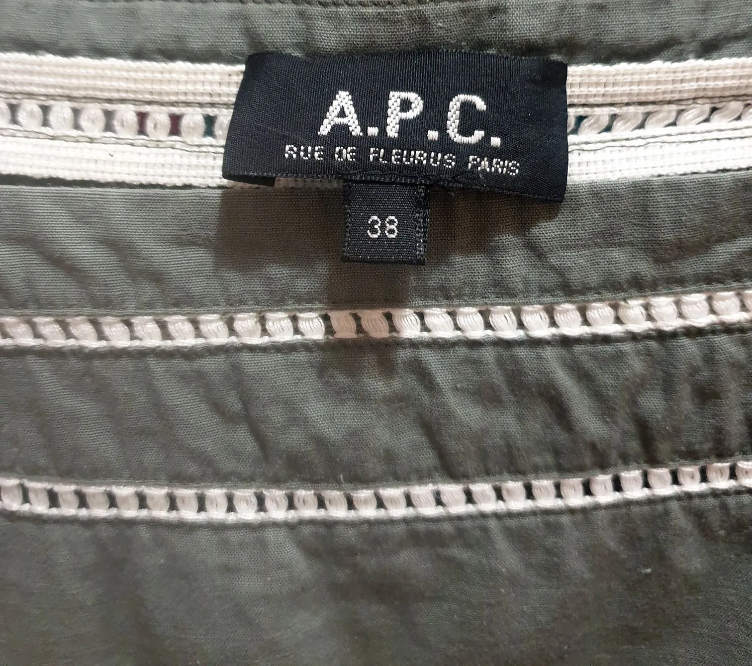 A.P.C green cotton top size 38/AU 10