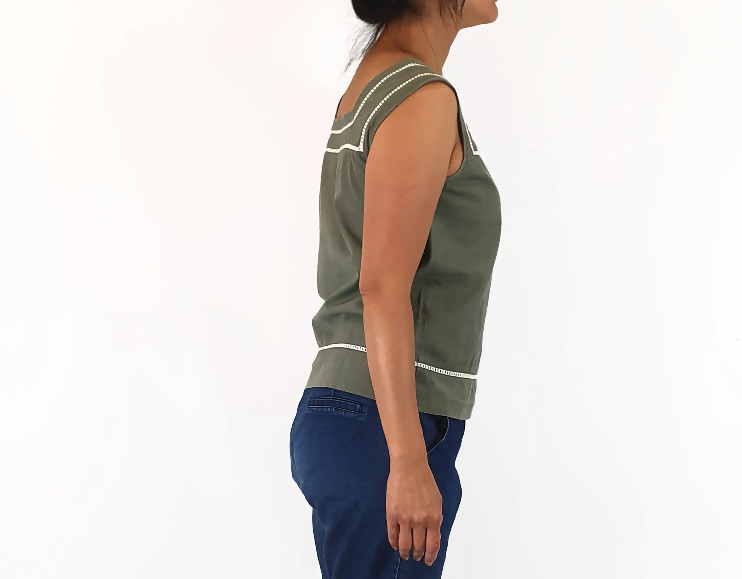 A.P.C green cotton top size 38/AU 10