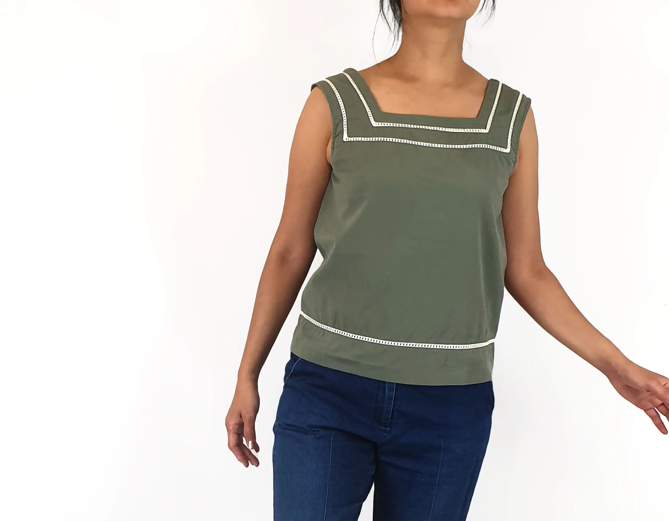 A.P.C green cotton top size 38/AU 10
