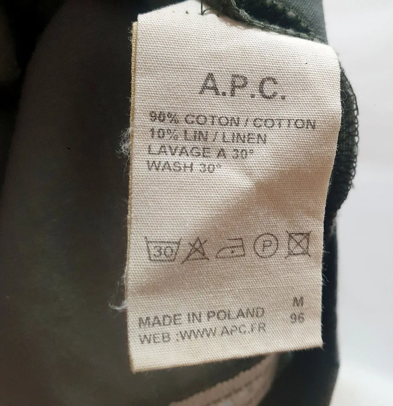 A.P.C green cotton top size 38/AU 10
