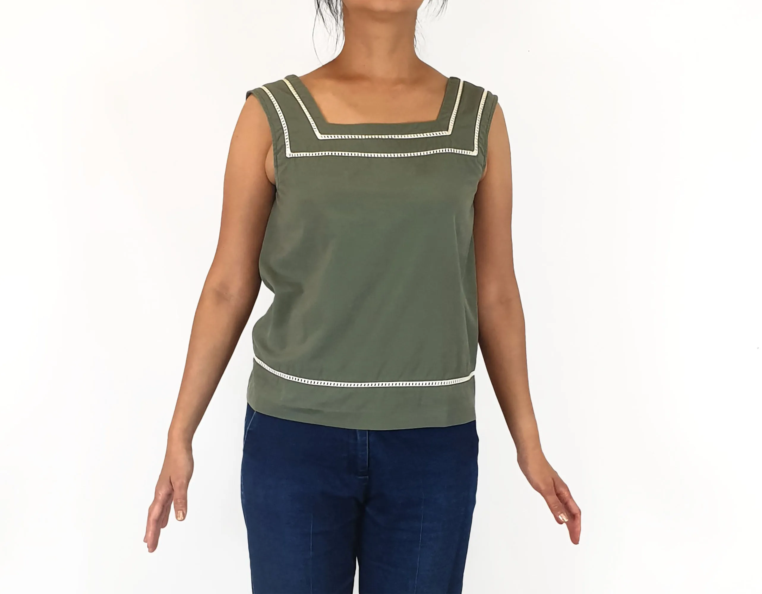 A.P.C green cotton top size 38/AU 10