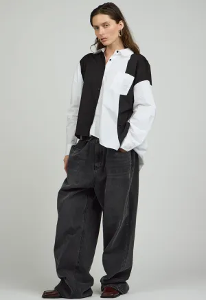 Asymmetric Striped Cotton Poplin Shirt