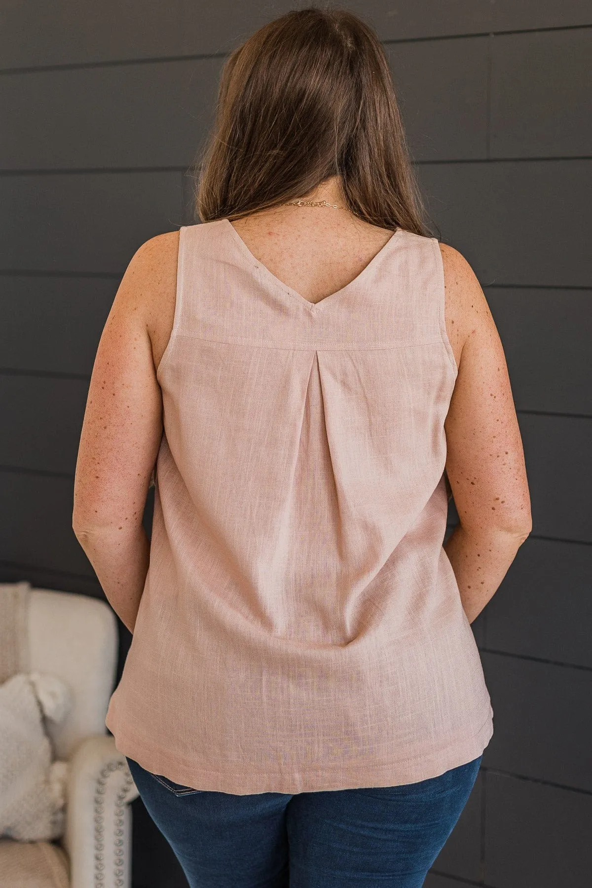 Awaited Love Button Tank Top- Blush