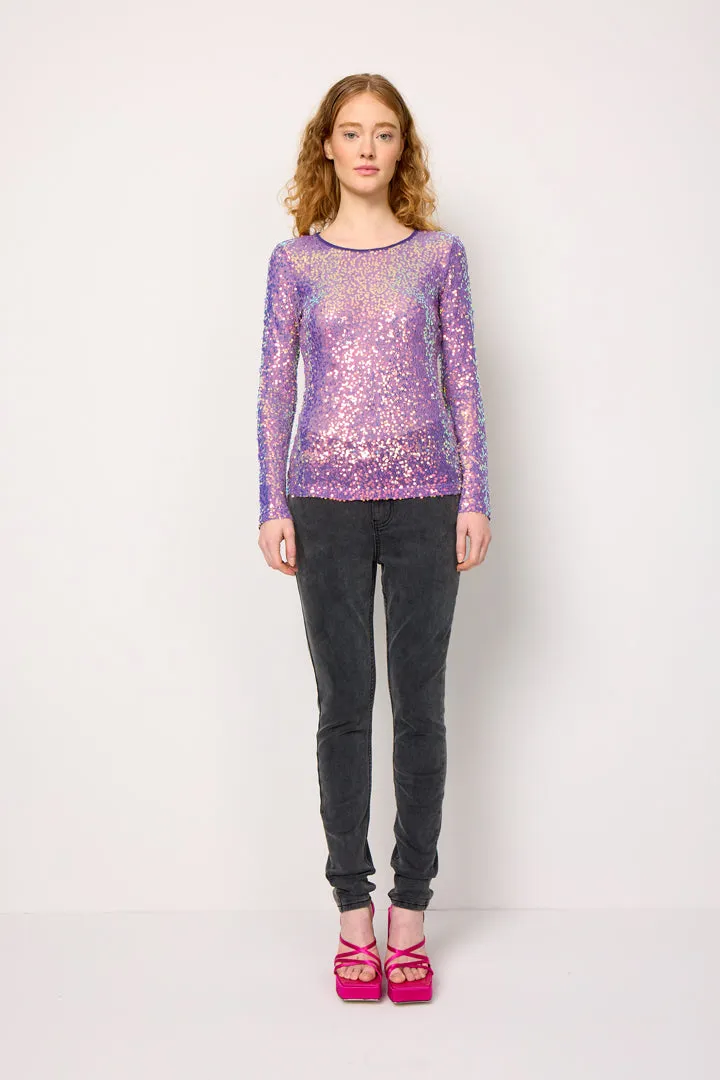 Aya Sequin Blouse - Purple