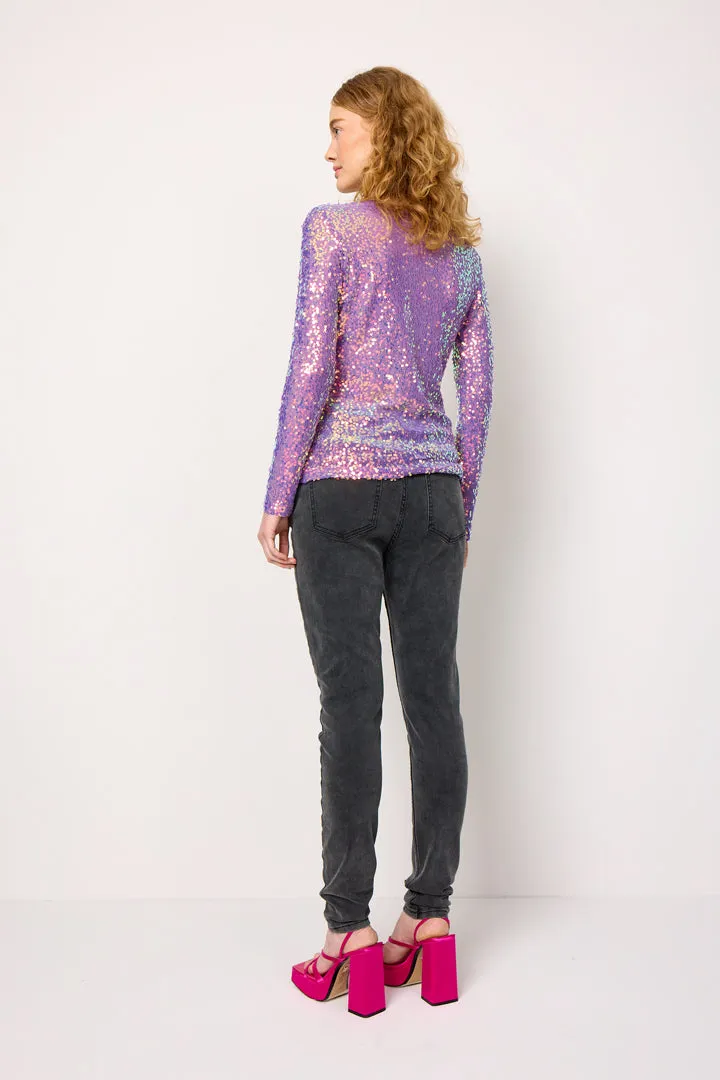 Aya Sequin Blouse - Purple