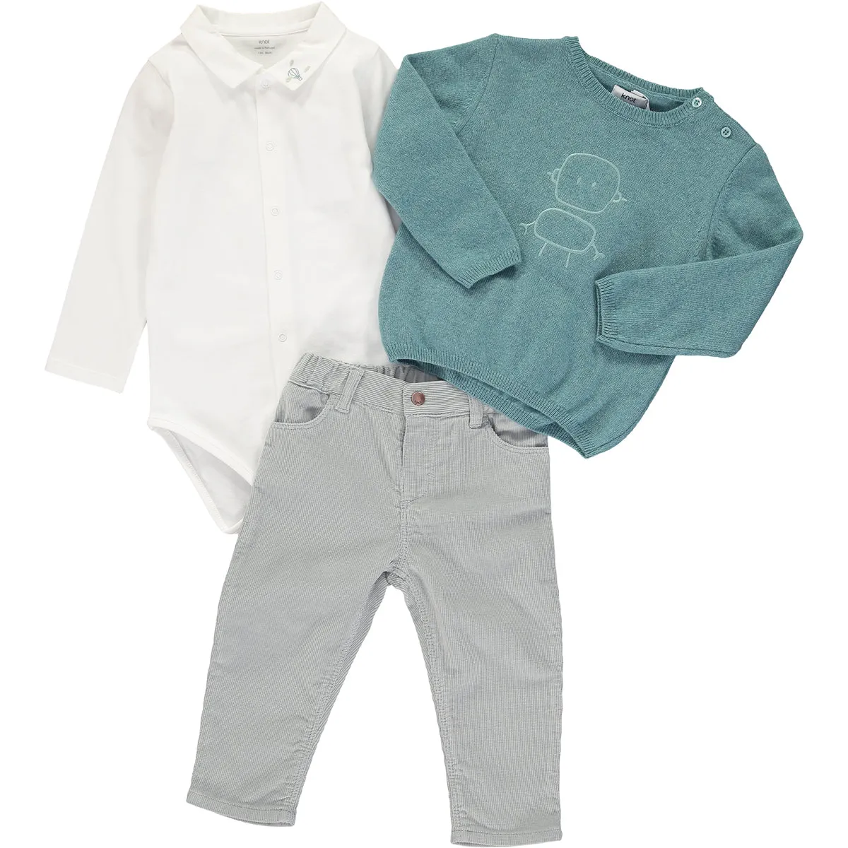 Baby Boys Stone Blue Knitted Wool Jumper