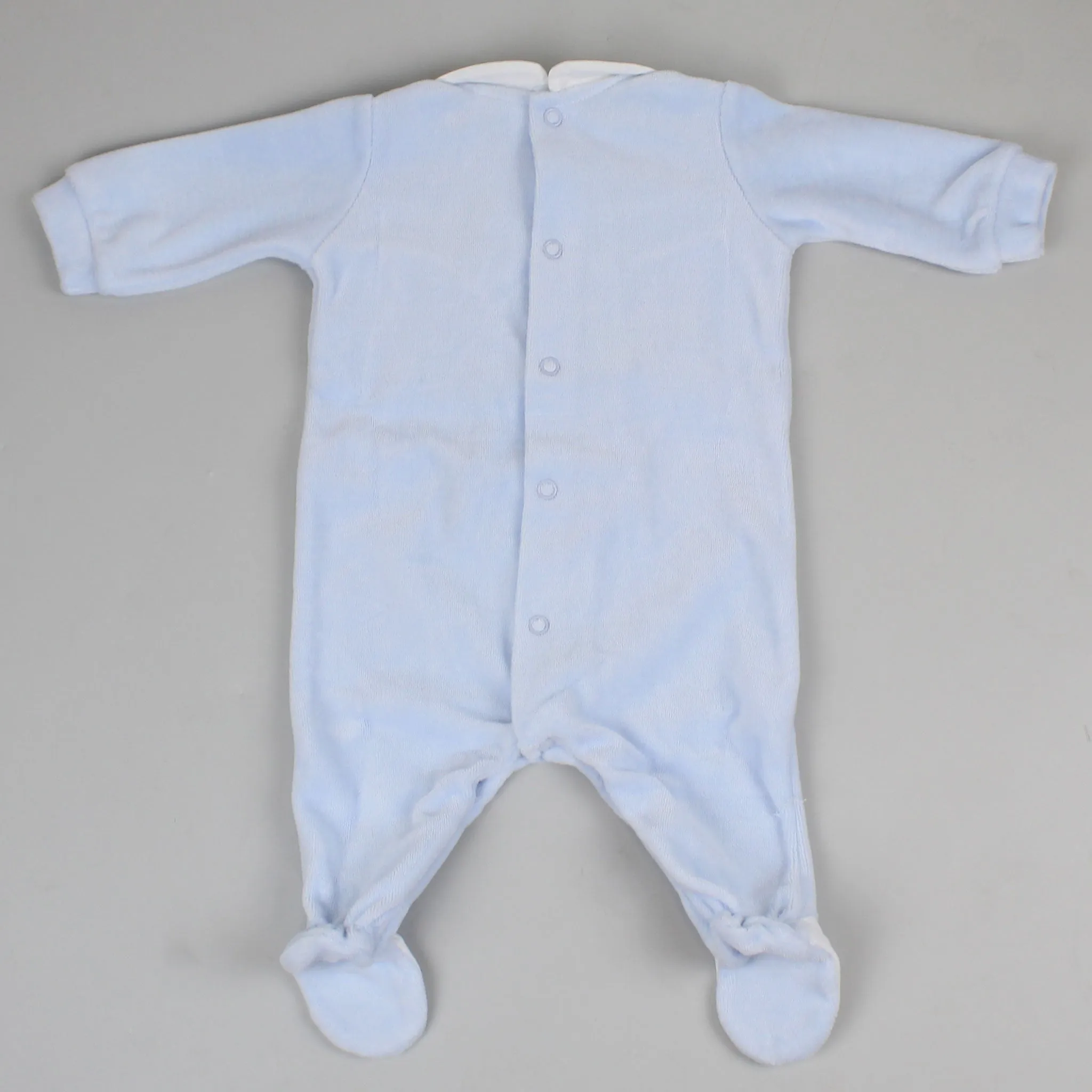 Baby Boys Velour Sleepsuit - Blue - Tutto Piccolo