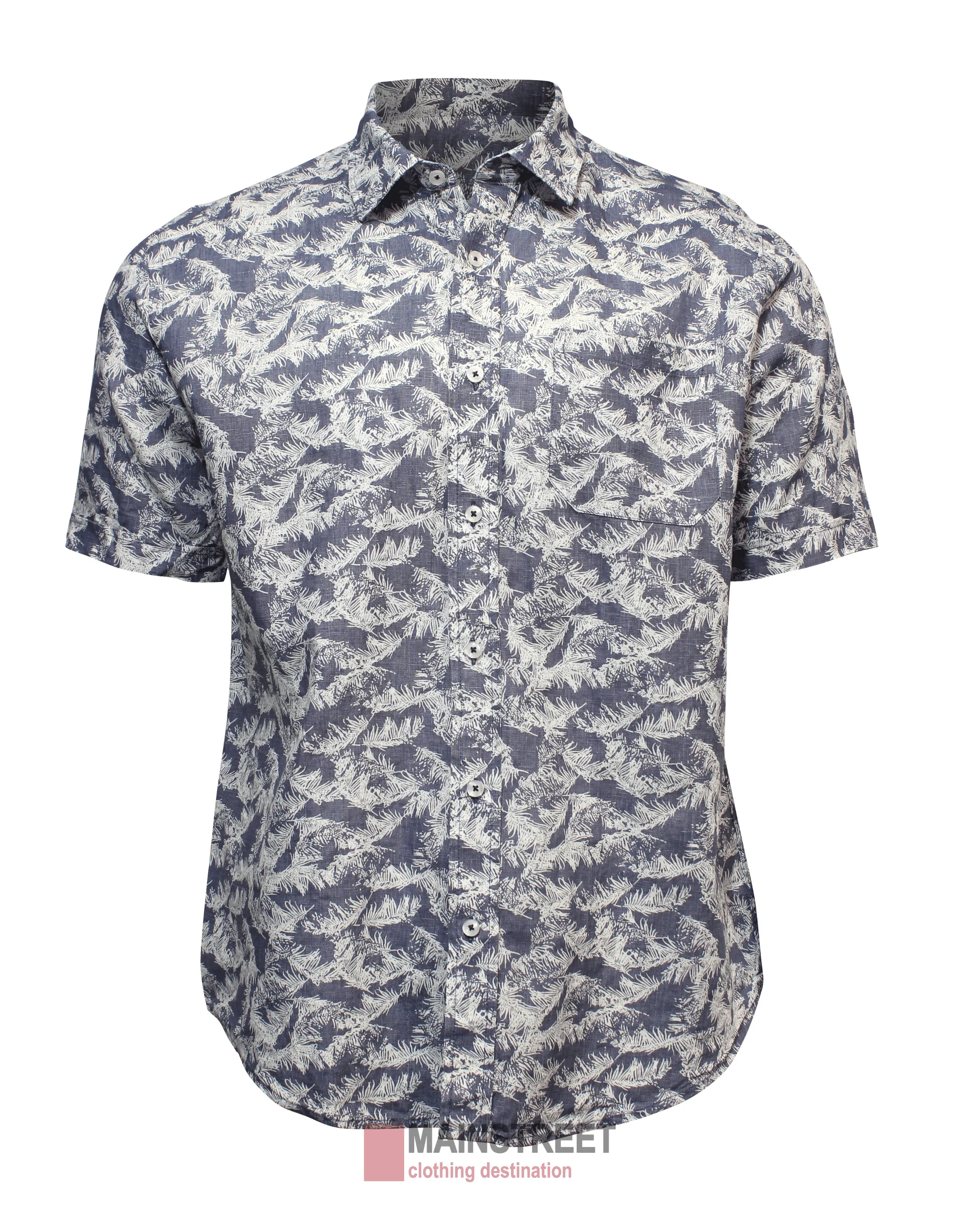 Back Bay Linen Print Short Sleeve Shirt