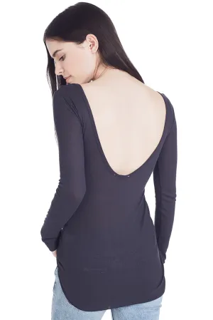 Back Neckline Long Sleeves T-Shirt