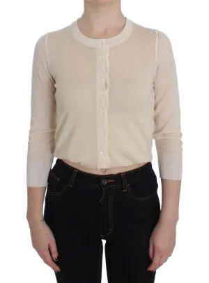 Beige Cashmere Silk Cardigan Sweater