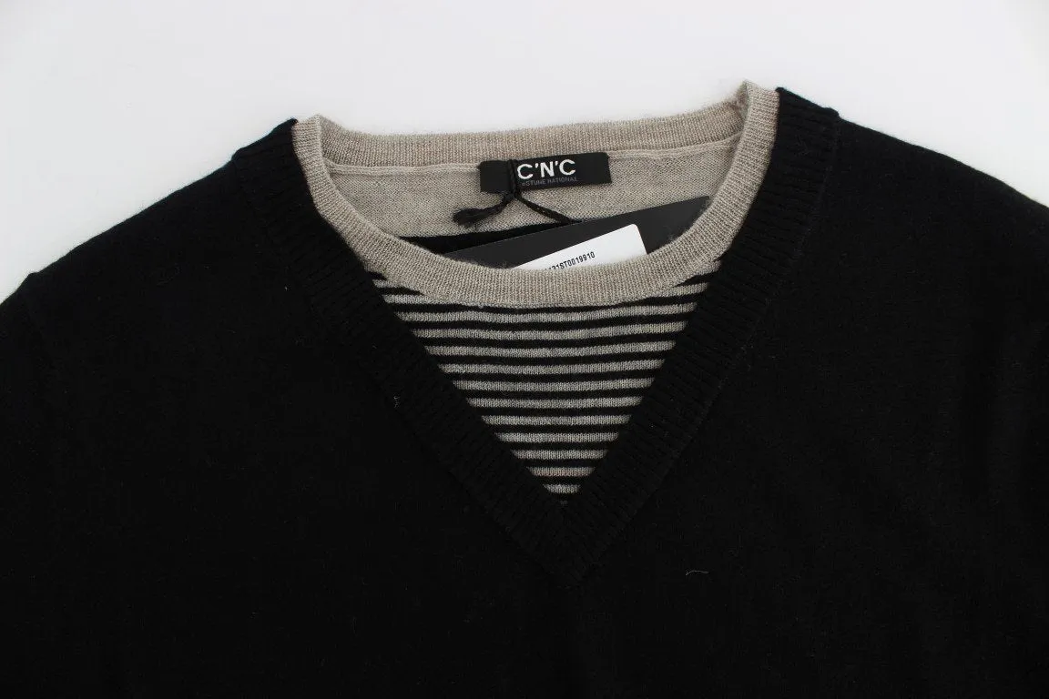 Black Crewneck Wool Blend Sweater