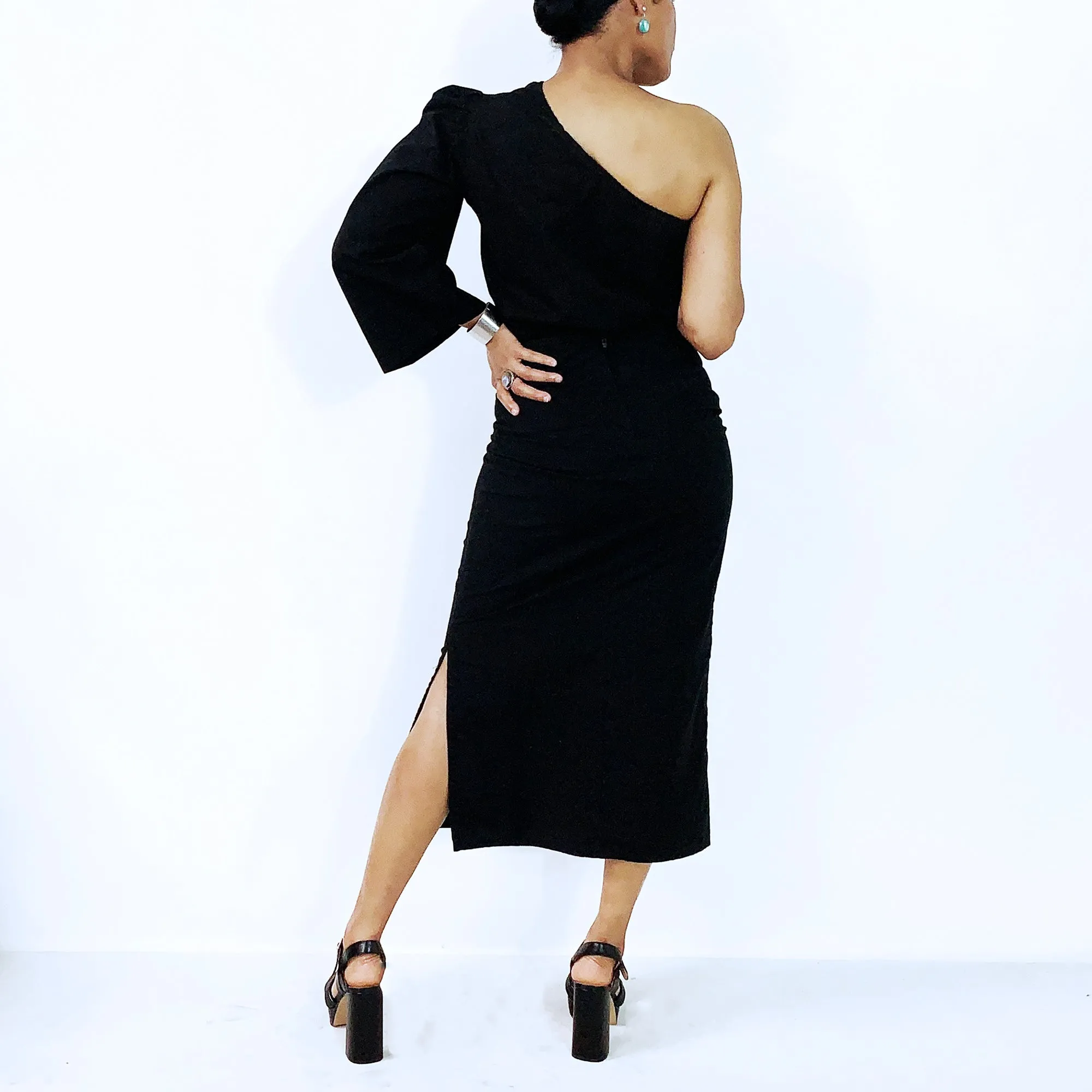 Black One Shoulder Cotton Top | ALPHONSINA