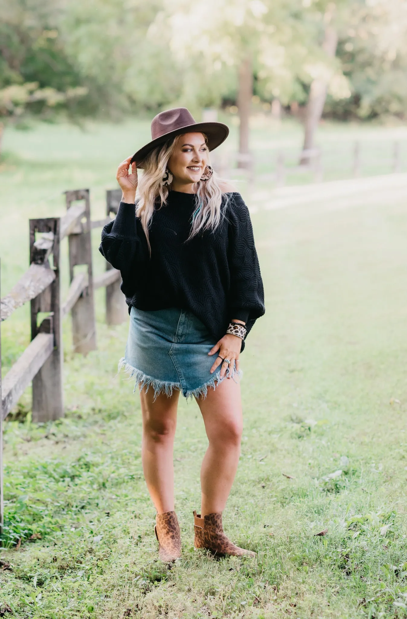 Black Scallop Dolman Sweater