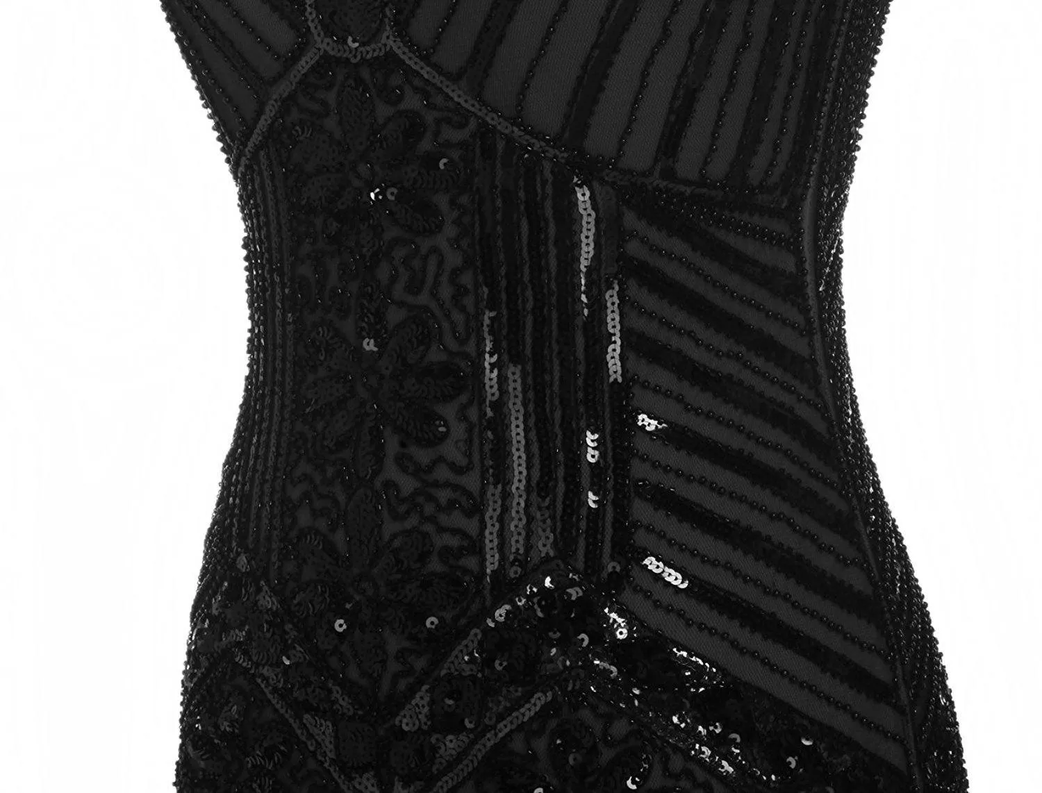 Black Vintage Gatsby Dress Beaded Fringed 1920s Evening Party|JaosWish