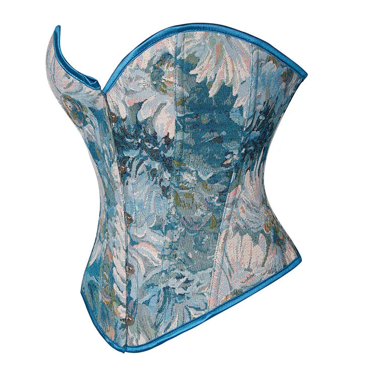 Blue Floral Overbust Corset