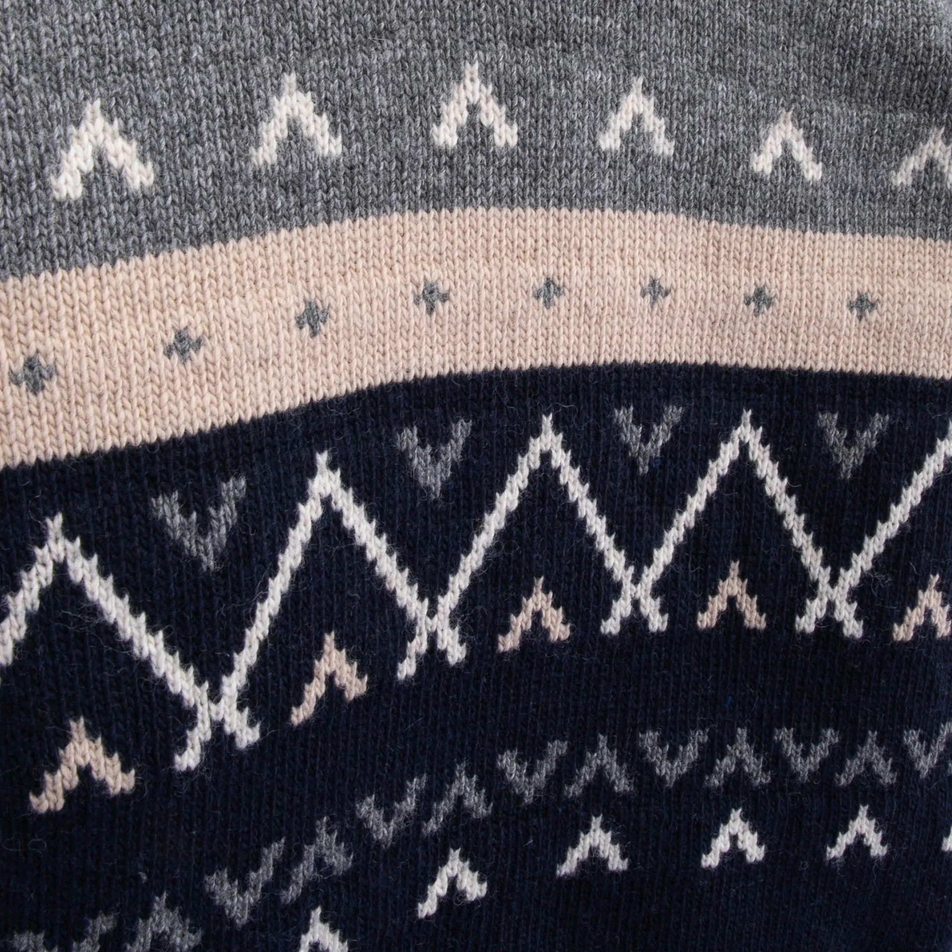 Boys Grey and Navy Blue Hooded Knitted Wool Jumper