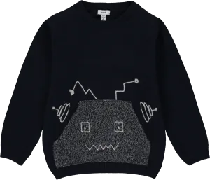 Boys Navy Blue Knitted Wool Jumper