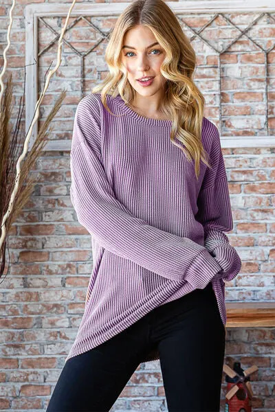 Brady Full Size Round Neck Dropped Shoulder Blouse