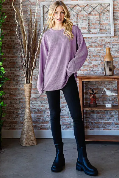 Brady Full Size Round Neck Dropped Shoulder Blouse