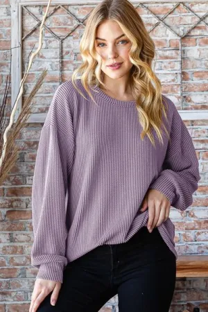 Brady Full Size Round Neck Dropped Shoulder Blouse