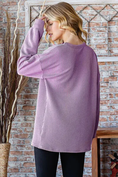 Brady Full Size Round Neck Dropped Shoulder Blouse