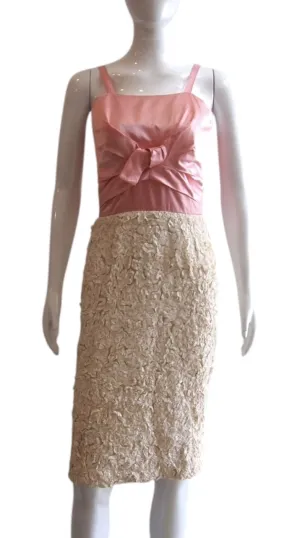 Bubbly Crinkly - 60s Bubblegum Pink Cream Quirky Textured Dress