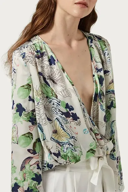 CARDALL BUTTERFLY-PRINT SATIN BLOUSE