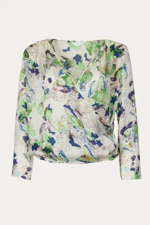 CARDALL BUTTERFLY-PRINT SATIN BLOUSE