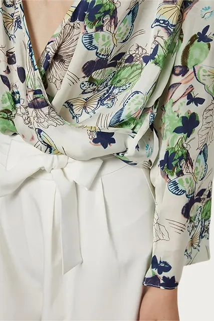 CARDALL BUTTERFLY-PRINT SATIN BLOUSE