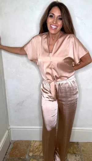 Caro Tie Front Blouse Terracotta