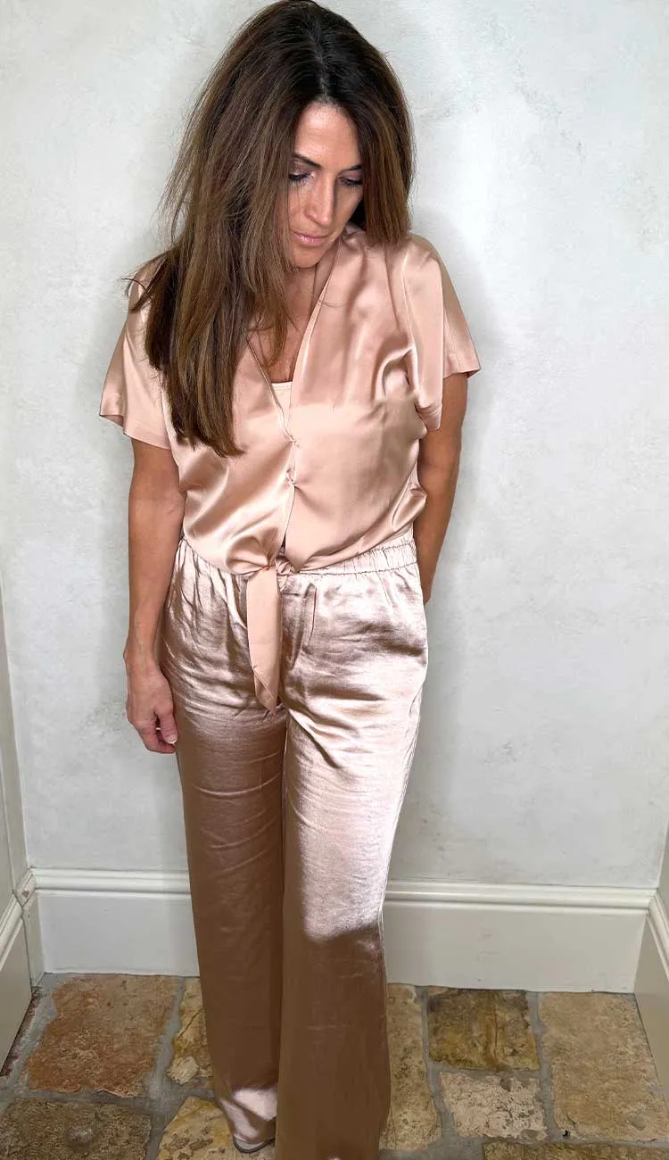 Caro Tie Front Blouse Terracotta