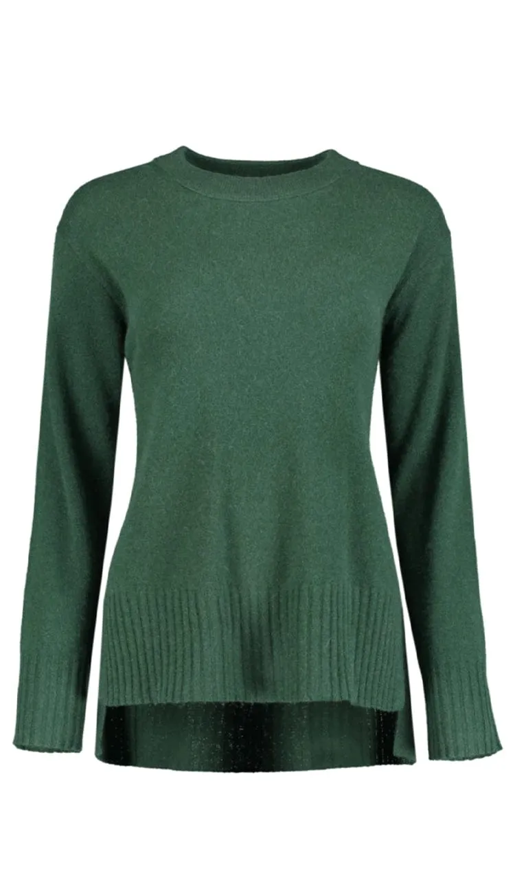 Cashmere Easy Wide Rib Hem Crew