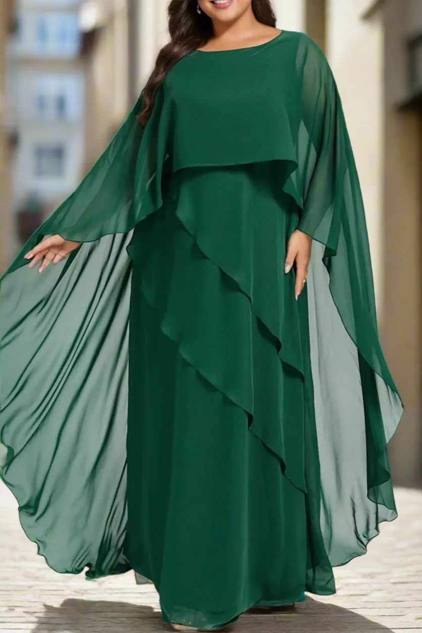 Chiffon A-Line Long Sleeves Floor Length Mother of The Bride Dresses