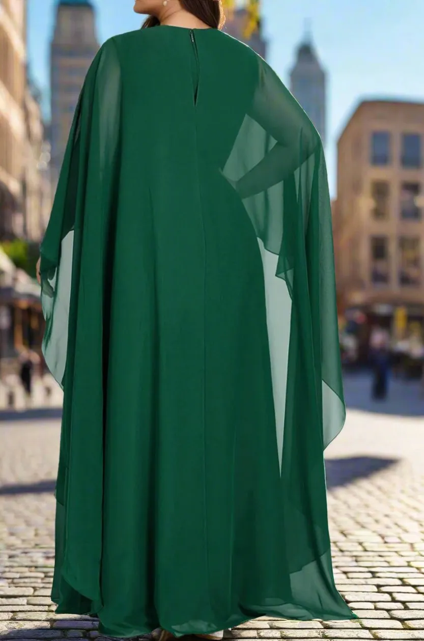 Chiffon A-Line Long Sleeves Floor Length Mother of The Bride Dresses